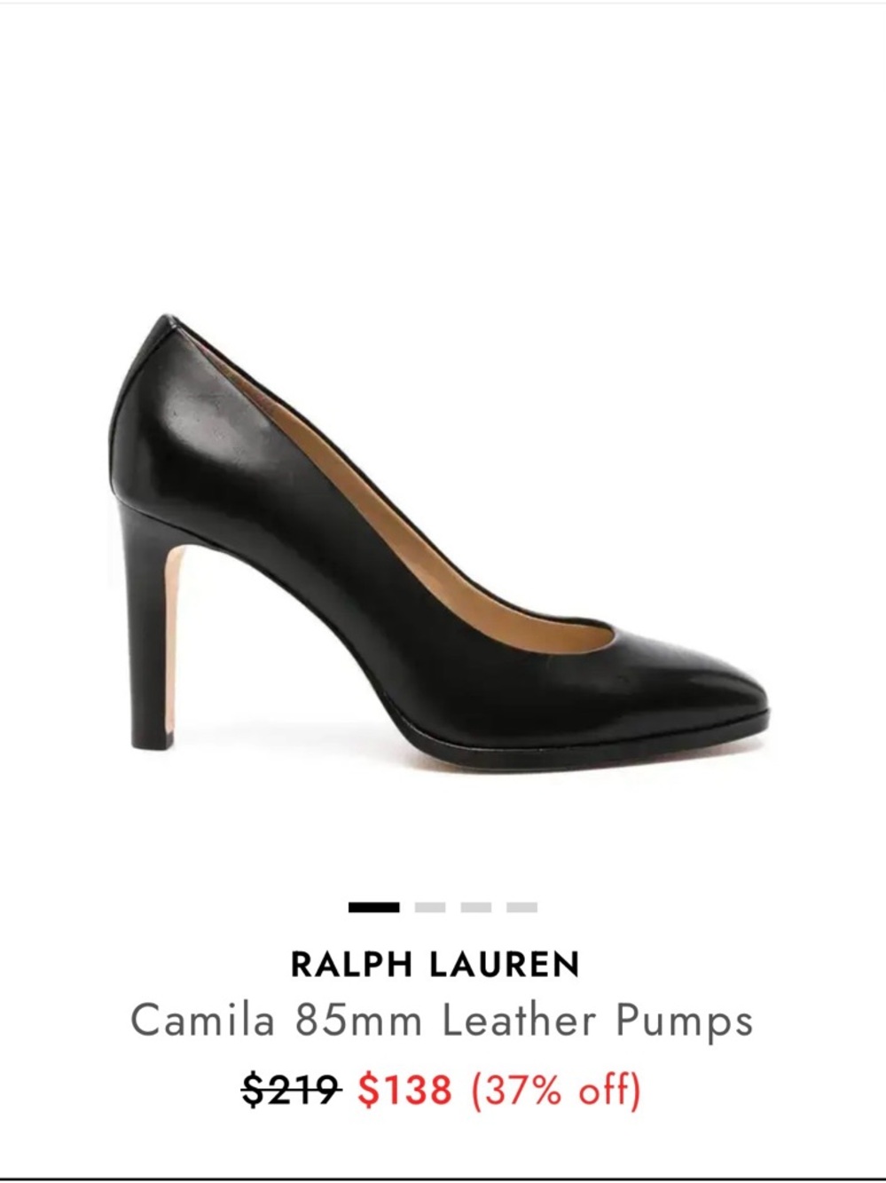 Ralph Lauren Black Camila 85mm Leather Pumps